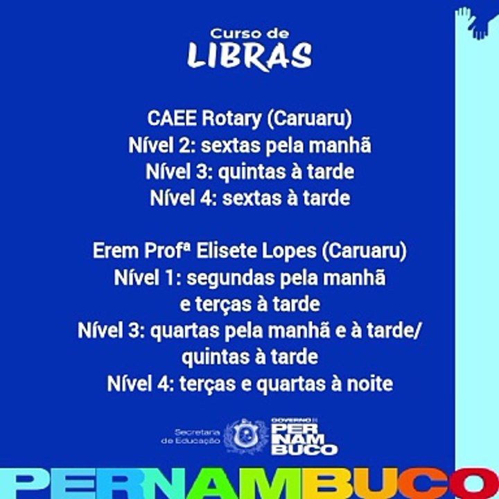 Cursos de Libras gratuitos em Pernambuco (2026)