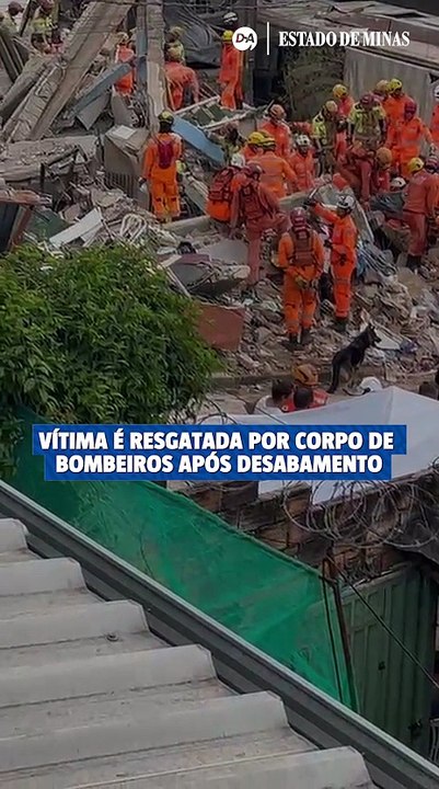 Bombeiros resgatam vítima após desabamento em lar de idosos