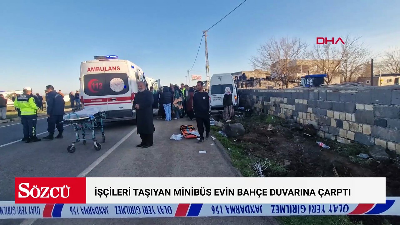 Diyarbakır'da işçileri taşıyan minibüs evin bahçe duvarına çarptı; Yaralılar var