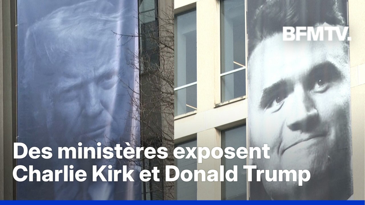 Aux États-Unis, des photos de Donald Trump et Charlie Kirk exposées devant des ministères américains