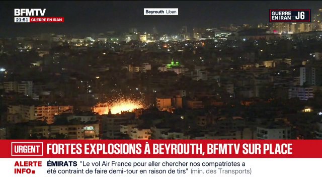 Les images de la deuxième frappe à Beyrouth au Liban, au 6e jour de la guerre au Moyen-Orient