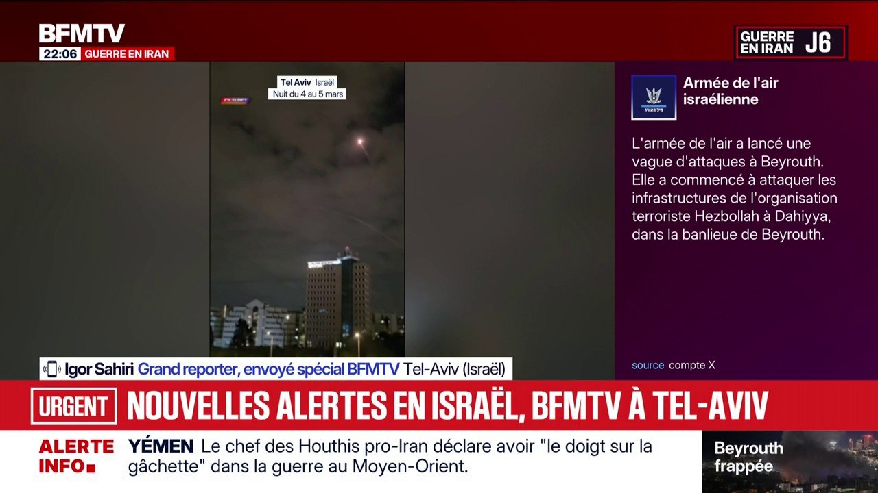 Guerre au Moyen-Orient: Tsahal se prépare à intercepter de nouveaux missiles iraniens, alors qu'une cinquième alerte retentit dans le centre de Tel-Aviv