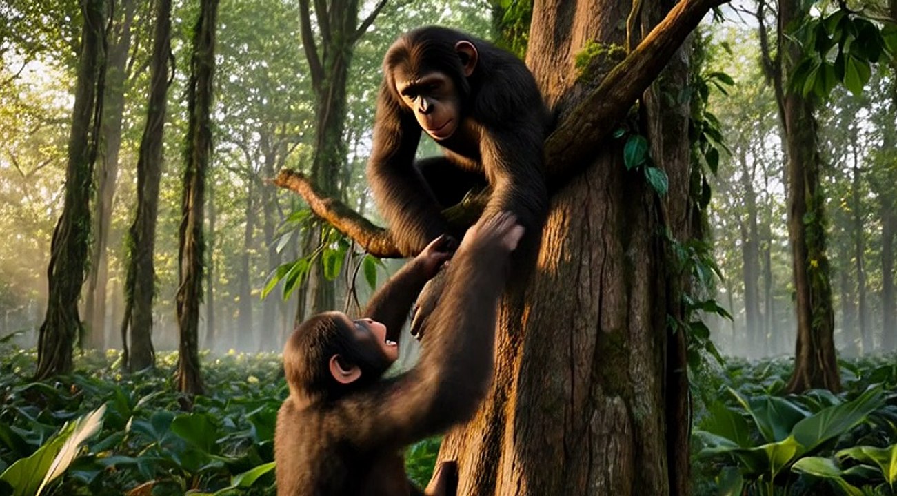 Chimpanzee Helps Injured Troop Member Climb Tree 🔥 Compassion in the Jungle