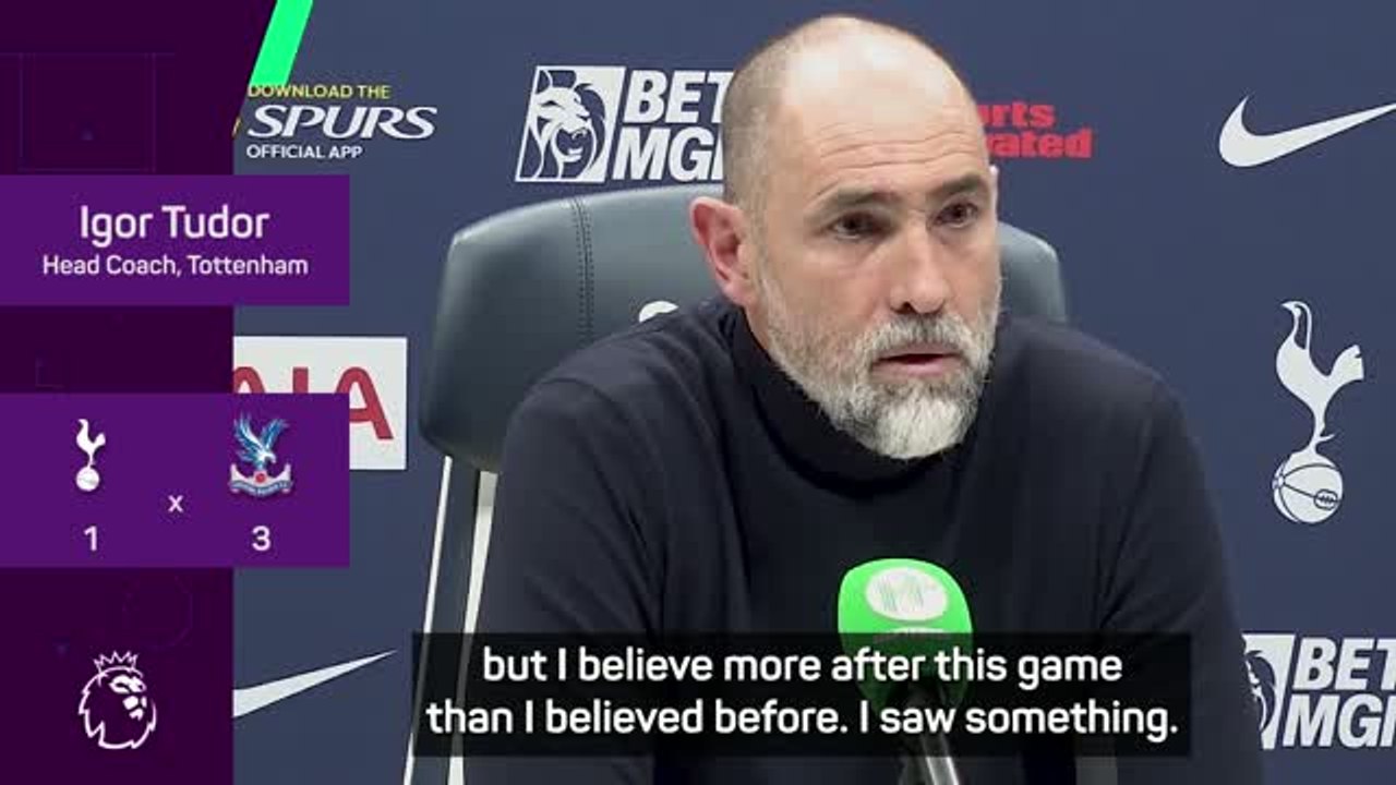 Tudor 'believes more than ever before' despite Spurs defeat to Palace