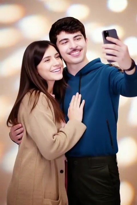 a_selfie_young_couples_in_front_of_a_plain