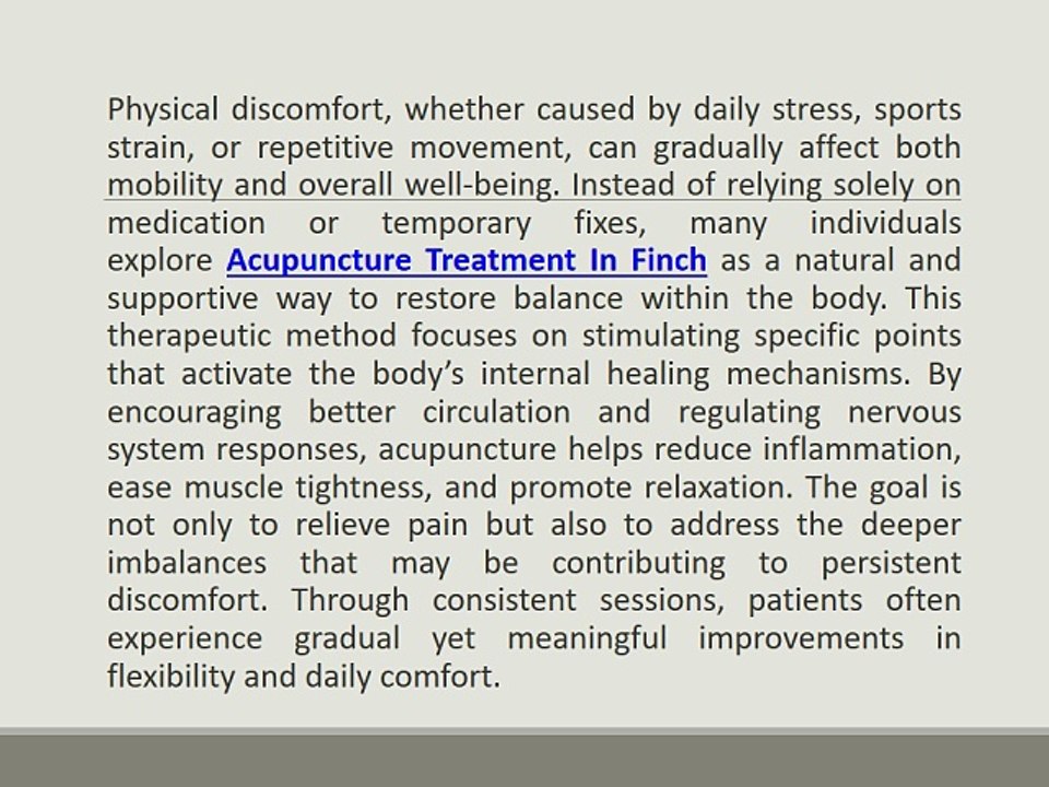 Holistic Recovery and Performance Care With Acupuncture Treatment In Finch