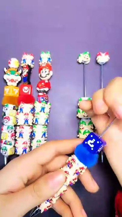 Beadable Clay Pens with Plumber Character Series and AB Rhinestones