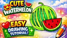 Relaxing Watermelon Drawing 🍉 | Easy Cute Fruit Art | Satisfying ASMR Sketch