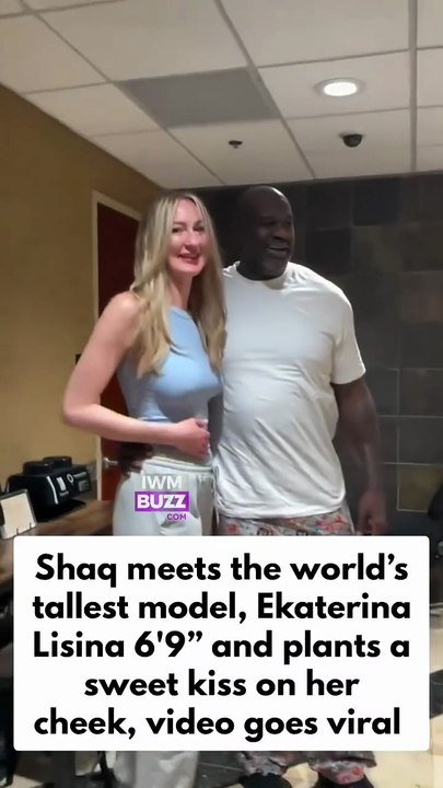 NBA legend Shaq meets the world’s tallest model, Ekaterina Lisina 6'9” and their sweet moment goes viral