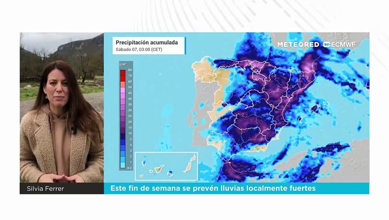 Primer fin de semana de marzo con lluvias localmente fuertes en España