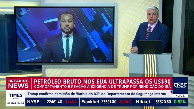 Petróleo dispara acima de US$ 90 com guerra entre EUA e Irã e fechamento do Estreito de Ormuz