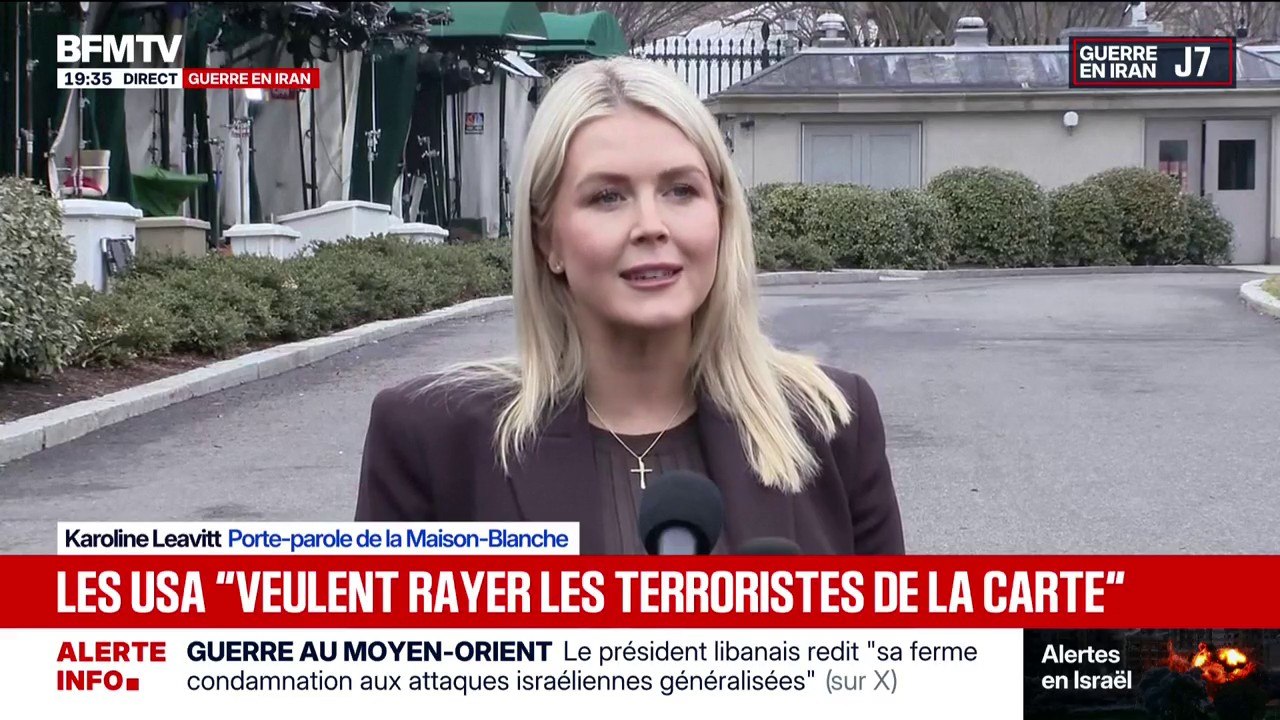 Iran: l'objectif des États-Unis est "de balayer de la carte les terroristes qui représentent une menace pour notre territoire", déclare Karoline Leavitt, porte-parole de la Maison Blanche