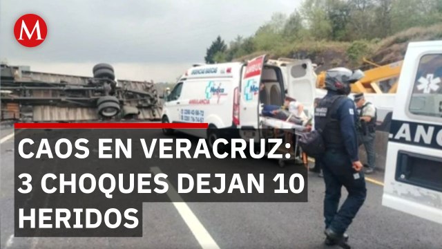 Racha de accidentes en carreteras de Veracruz deja muertos y carambola masiva