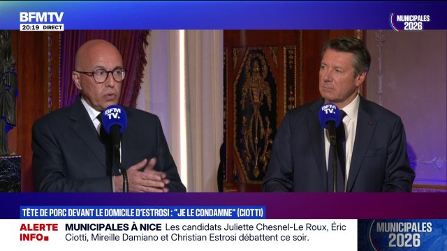 Tête de porc devant le domicile de Christian Estrosi: Éric Ciotti (UDR) candidat à la mairie de Nice, condamne cet acte, mais évoque une possible manipulation