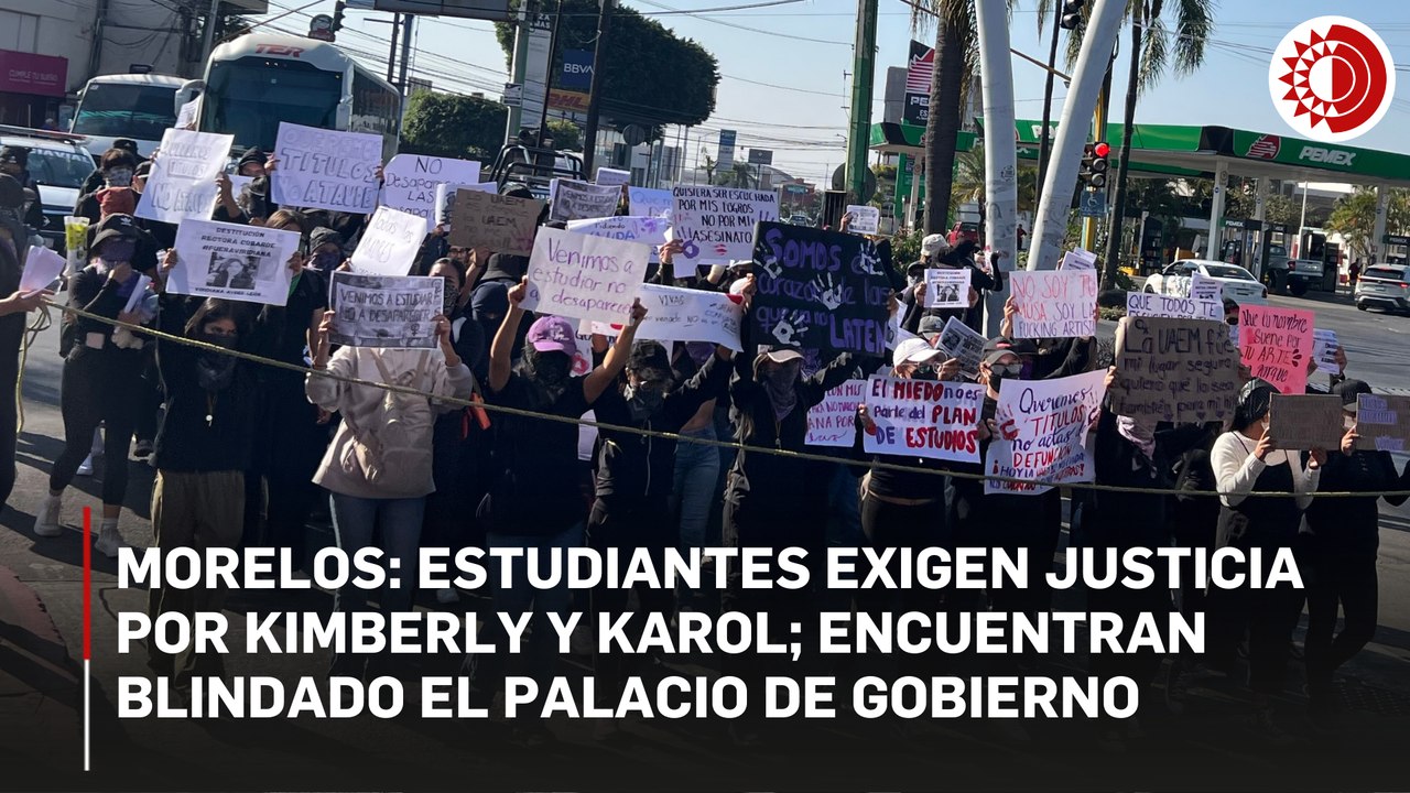 Blindan Palacio de Gobierno en Cuernavaca ante marcha  por feminicidios de estudiantes de UAEM