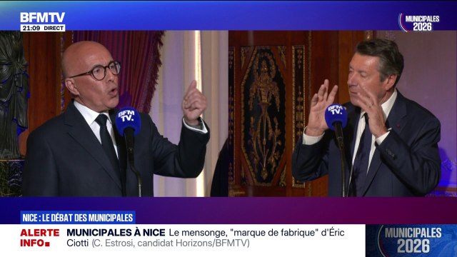 Municipales à Nice: On peut se tutoyer, s'appeler par notre prénom parce qu'on a passé du temps familial ensemble , lance Christian Estrosi, maire sortant, à Éric Ciotti, candidat UDR