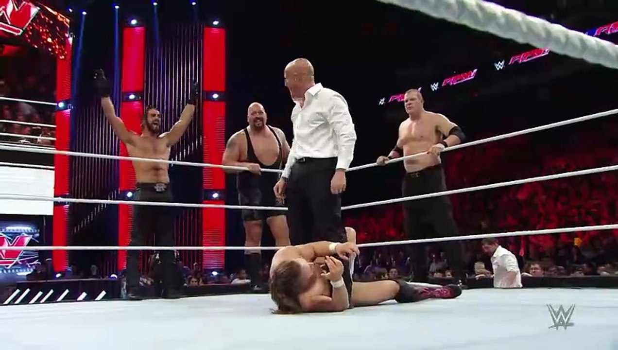 FULL MATCH Roman Reigns & Daniel Bryan vs. Seth Rollins, Kane, Big Show and J&J Raw, Feb. 9, 2015 (1)