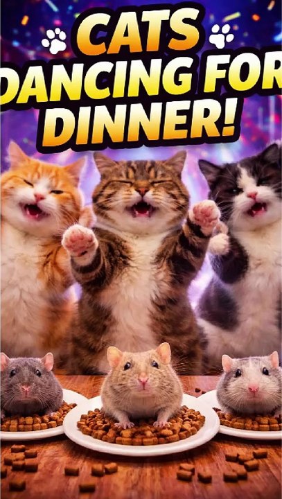 3 Dancing Cats Waiting for Their Dinner | Funny Cat Video