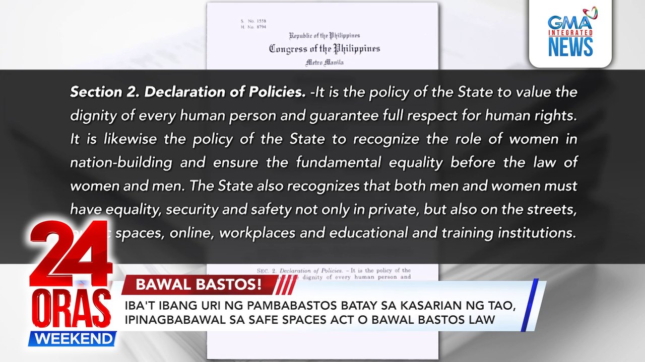 Online Exclusive: Iba't ibang uri ng pambabastos batay sa kasarian ng tao, ipinagbabawal sa Safe Spaces Act o Bawal Bastos Law | 24 Oras Weekend