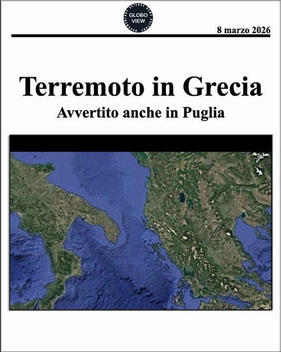 Terremoto 5.4  in Grecia avvertito anche in Puglia (8 marzo 2026)