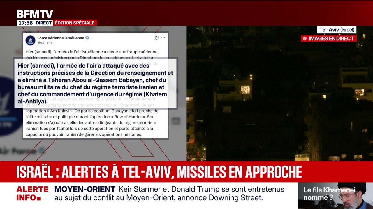 L'armée israélienne a annoncé avoir "éliminé" à Téhéran le chef du bureau militaire du chef du régime iranien
