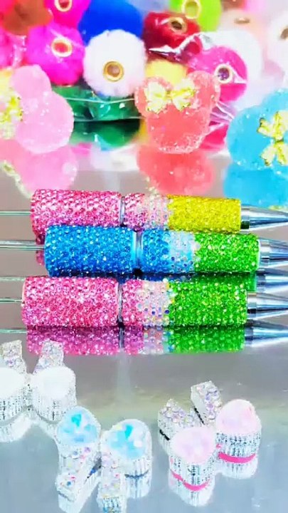Beadable Clay Pens with Three Layers Rhinestones Covered the Entire Pen