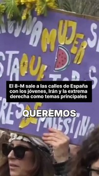Manifestaciones del 8M recorren diversas ciudades de España en el Día Internacional de la Mujer.