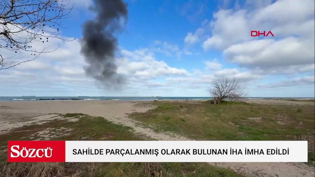 Sakarya'da sahilde parçalanmış olarak bulunan insansız hava aracı fünyeyle imha edildi