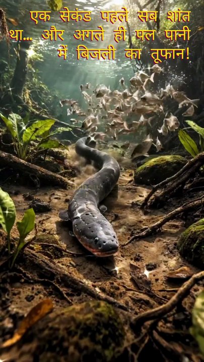 Electric Eel का खतरनाक करंट ⚡ एक झटके में मछलियों का झुंड खत्म! #nature