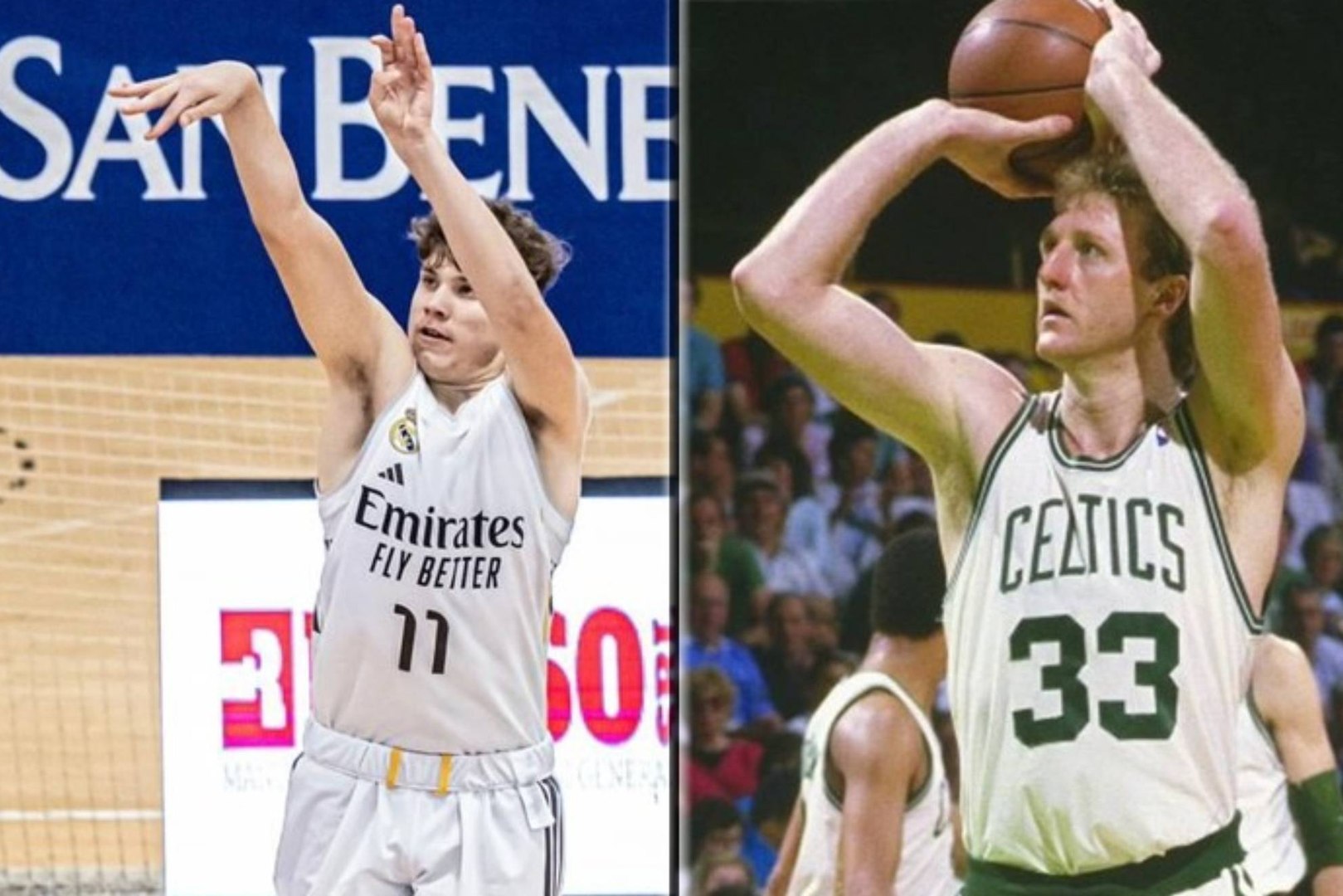 El prodigio de 15 años del Real Madrid que mejora una mítica canasta de Larry Bird