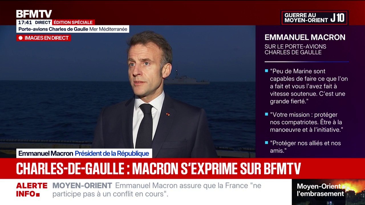 "On est au côté de nos amis et de nos alliés" estime le président Emmanuel Macron sur le déploiement du Charles-de-Gaulle