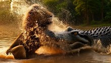 🐅  Lion vs Crocodile – River of Survival
