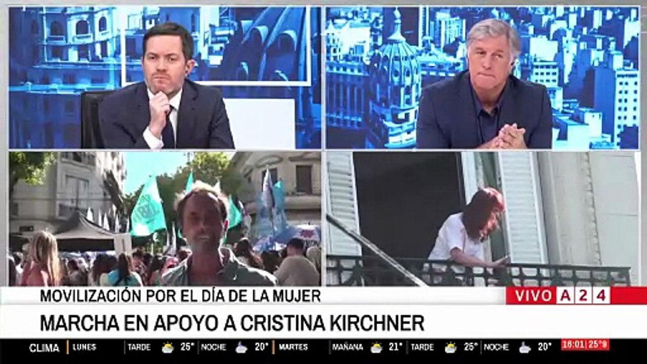 La movilización por el Día Internacional de la Mujer incluyó una visita de la militancia a Cristina Fernández de Kirchner