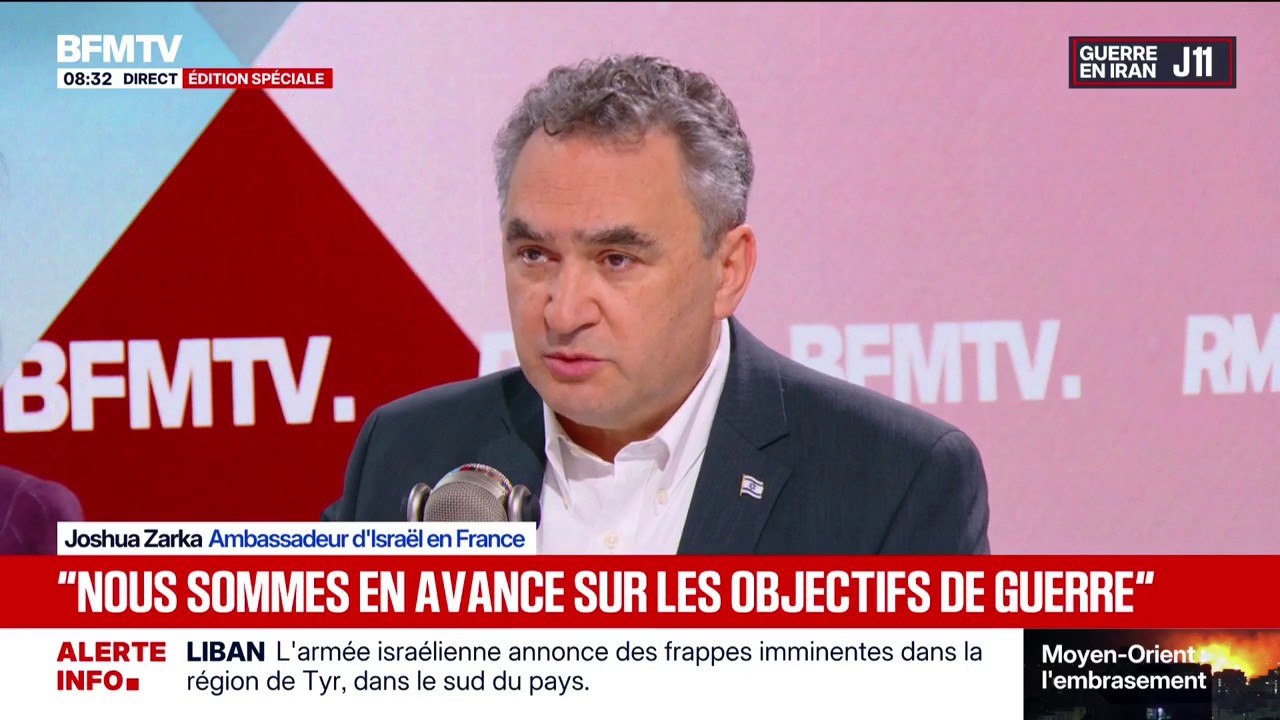 Guerre au Moyen-Orient: "L'objectif, c'est que le régime iranien change sa conduite", affirme Joshua Zarka, ambassadeur d'Israël en France