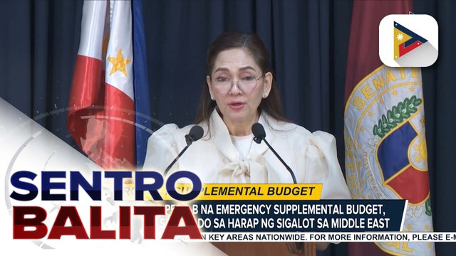 Panukalang P52.8B na emergency supplemental budget, isinusulong sa Senado sa harap ng sigalot sa Middle East; mga nananamantala ngayong may krisis, nais paimbestigahan ni Sen. Pres. Sotto | ulat ni Louisa Erispe