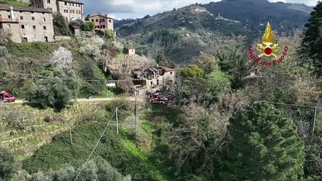 Esplosione ad Aramo, le immagini del drone dei vigili del fuoco