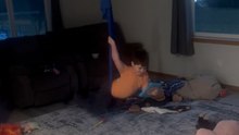 Nonverbal autistic child opts for an indoor swing for comfort and fun