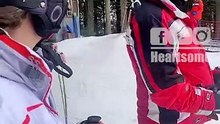 First Ski Lesson Ends in Instant Fail 😂 Mom Quits Right Away|| Heartsome 💖