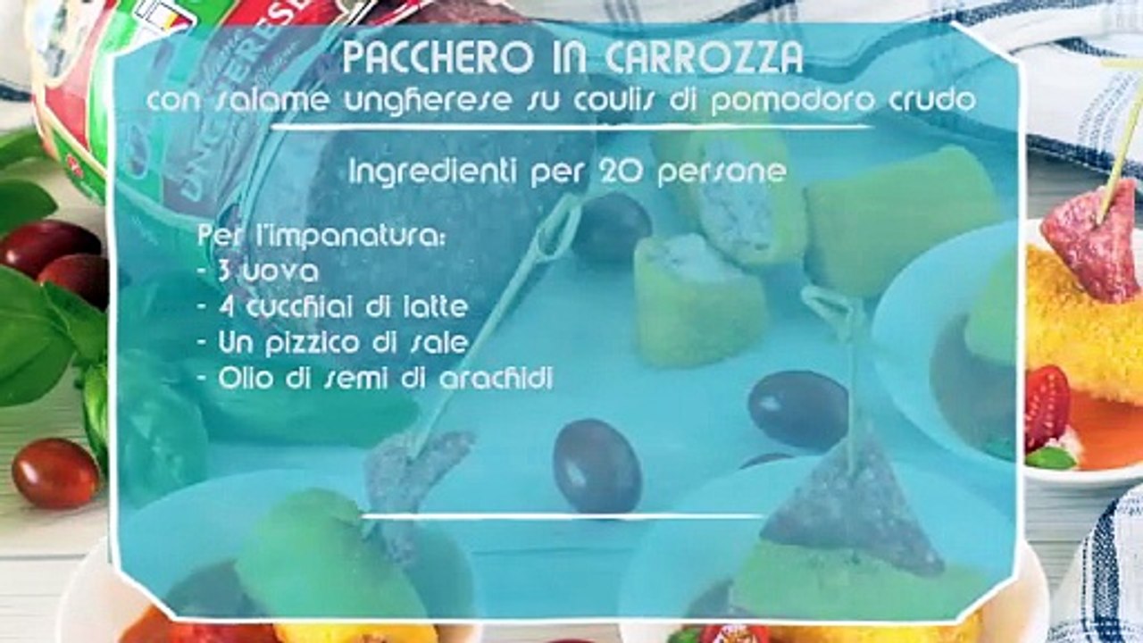 Pacchero in carrozza con salame ungherese su coulis di pomodoro crudo