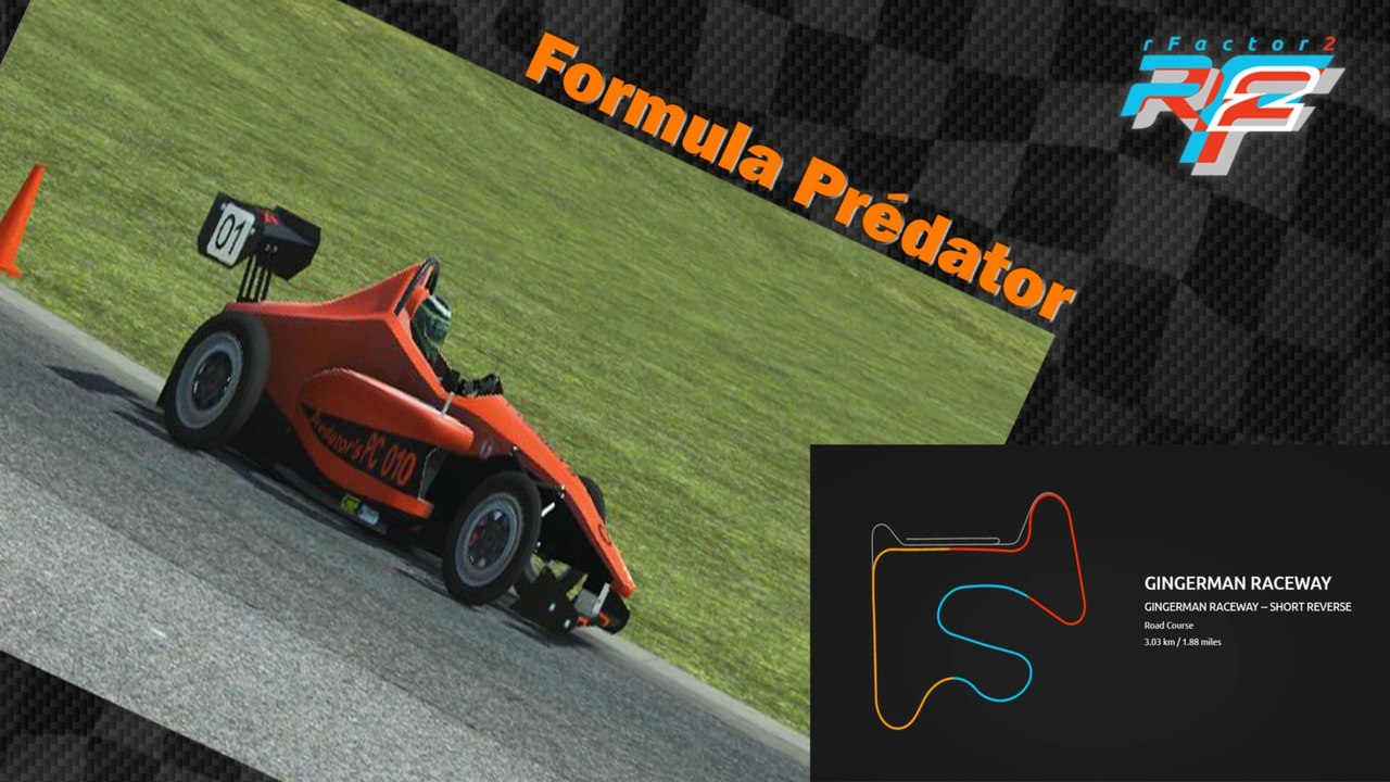 Tour de piste à Gingerman Raceway en Formule Prédator sur Rfactor 2
