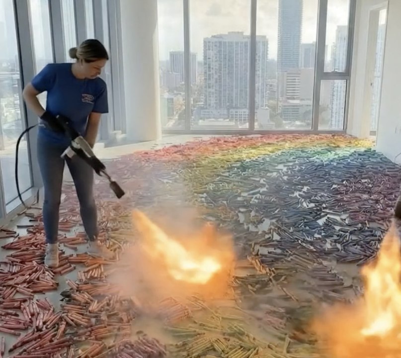When crayons become art… and your floor looks insane 😱🔥