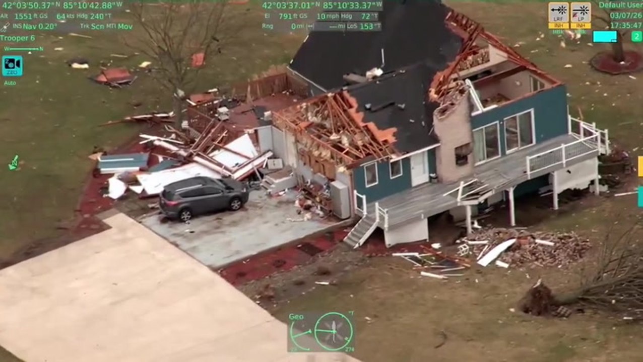 Michigan neighborhoods devastated after deadly tornadoes: Video