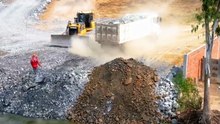 Building a Strong Road Over Water with Bulldozer & Dump Truck 🚧