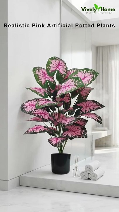 Beautiful Pink Artificial Potted Plants for Home and Desk Decoration