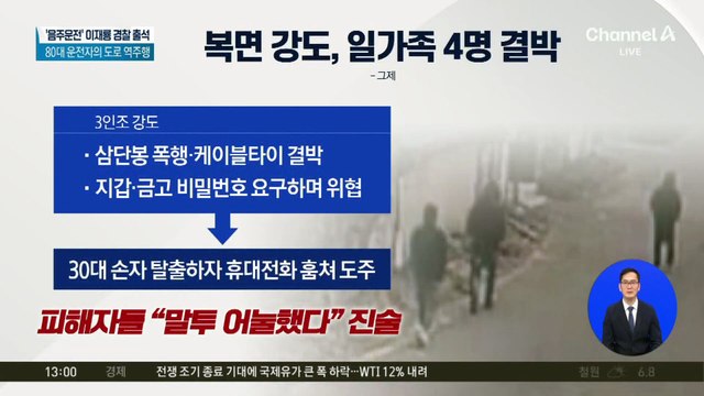 복면 쓴 괴한들, 일가족 결박 후 강도 행각