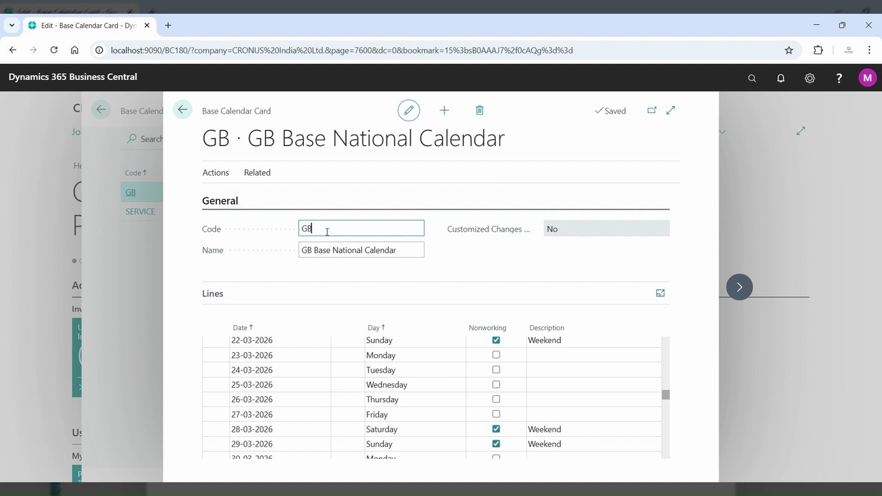 Customize (Modify/Edit) SHOP, BASE and SERVICE Calendar in Business Central | Manufacturing Module
