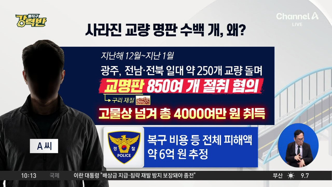 [돌직구 강력반]교량 명판 850개 빼갔다…‘금값’ 구리 노린 범행 잇따라