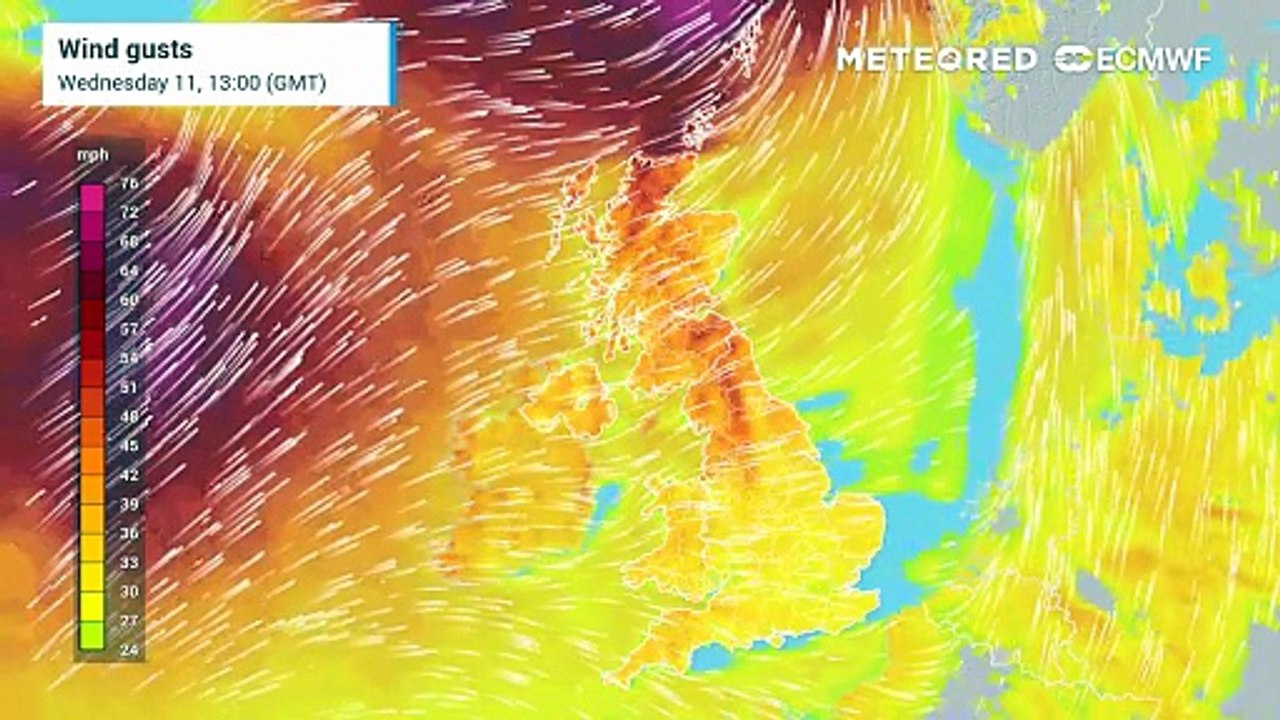 Strong wind gusts today in Scotland as windy weather takes hold of the UK
