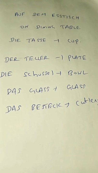 Learn German table things