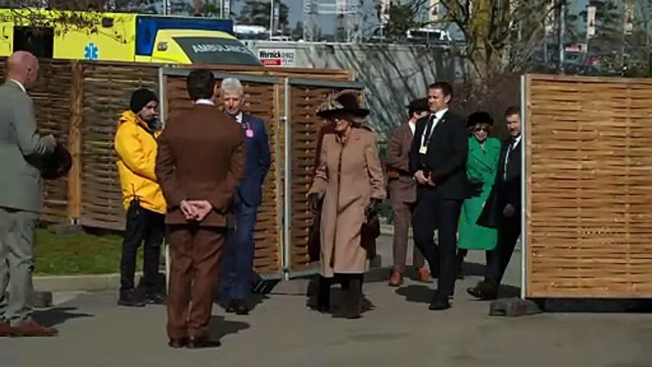 Queen Camilla arrives at Ladies Day in Cheltenham